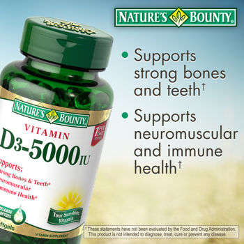 Nature's Bounty® Vitamin D3 5000 IU, 400 Softgels Imagem 1