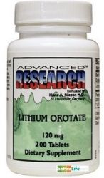 Lithium Orotate 120 mg, 200 Tablets Advanced Research NCI (Dr. Hans Nieper)