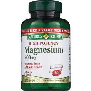 Nature's Bounty Magnesium   500mg  200 coated Tablets Imagem 1