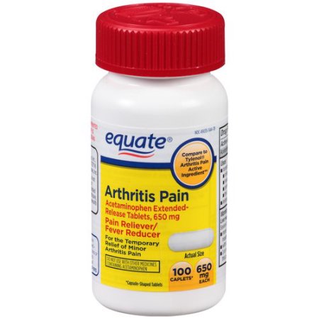Equate Arthritis Pain  Extended-Release Pain Reliever Caplets, 650mg, 100 count  Imagem 1