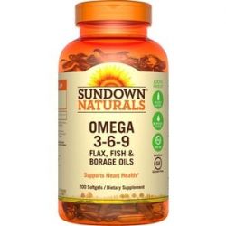 Sundown Naturals Triple Omega 3-6-9, 200 Softgels