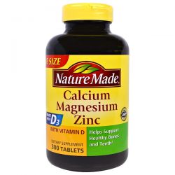 Nature Made, Calcium Magnesium Zinc with D3, 300 Tablets