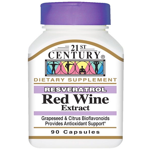 Nutricao Natural 21st Century, Resveratrol Red Wine Extract, 90 Capsules