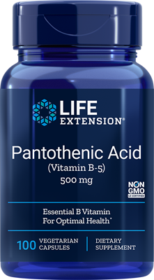 Pantothenic Acid (Vitamin B-5) 500 mg, 100 vegetarian capsules Life Extension Imagem 1