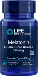 Melatonin 6 Hour Timed Release  750 mcg, 60  tablets Life Extension