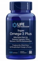 Super Omega-3 Plus EPA/DHA, Krill & Astaxanthin,120 softgels  with Sesame Lignans, Life Extension
