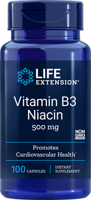  Vitamin B3 Niacin  500 mg, 100 capsules Life Extension Imagem 1
