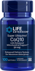 Super Ubiquinol CoQ 10, 50 mg with Enhanced Mitochondrial Support 100 softgels Life extension 