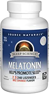 Source Naturals Sleep Science Melatonin 2.5mg Orange Flavor - 240 Lozenges  Imagem 1
