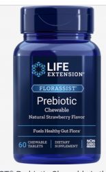 FLORASSIST® Prebiotic Chewable (Strawberry) 60 chewable tablets Life Extension