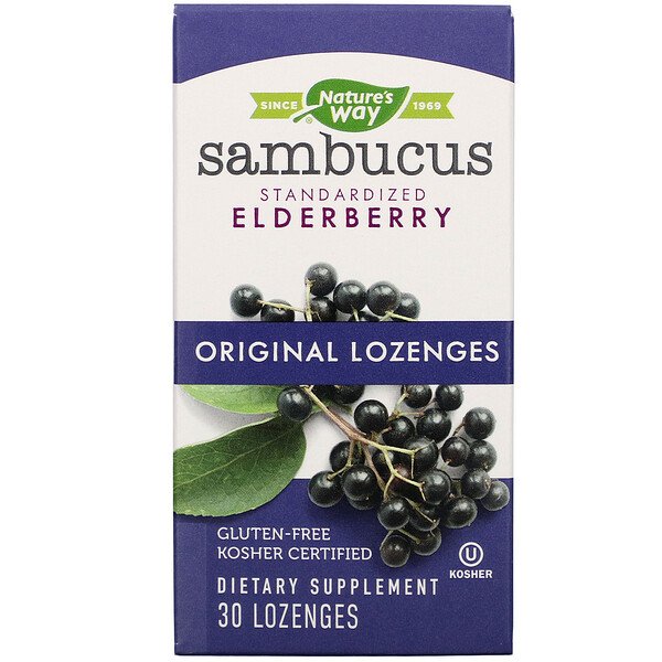 Nature's Way, Sambucus, Standardized Elderberry, Original Lozenges, 30 Lozenges Imagem 1