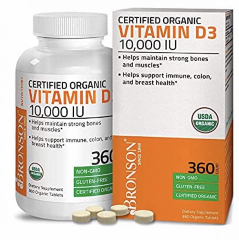 Bronson Vitamin D3 10,000 IU (1 Year Supply)   High Potency Organic Non-GMO Vitamin D Supplement, 360 Tablets Imagem 1