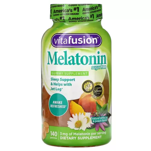Vitafusion Melatonin Gummies Sugar Free White Tea and Peach -- 3 mg - 140 Gummies Imagem 1