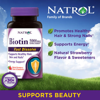 Natrol® Biotin 5,000 mcg, 250 Fast Dissolve Tablets Imagem 1